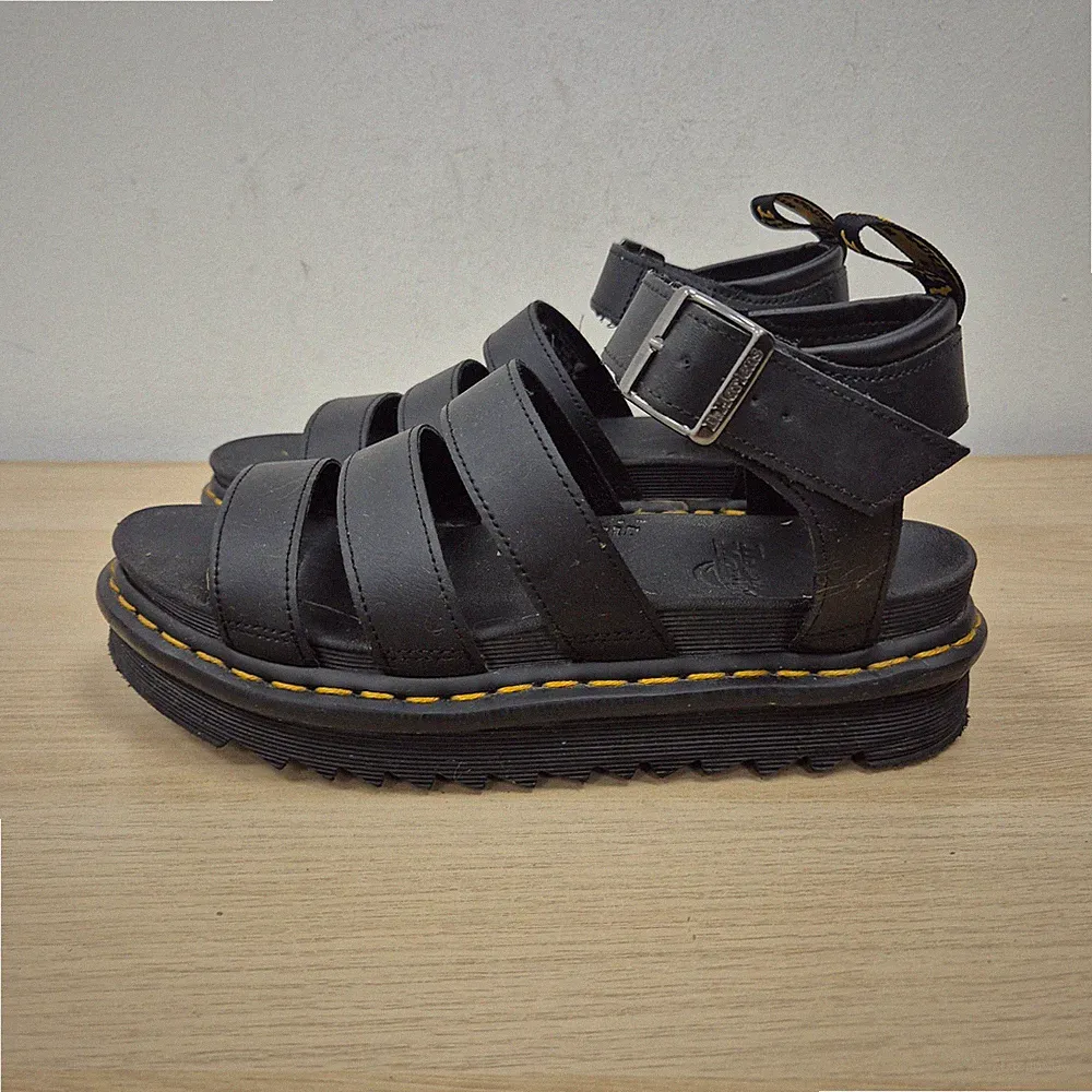 Dr Martens Blaire Black Leather Chunky Lightweight Platform Sandals Uk 6 Eu 39