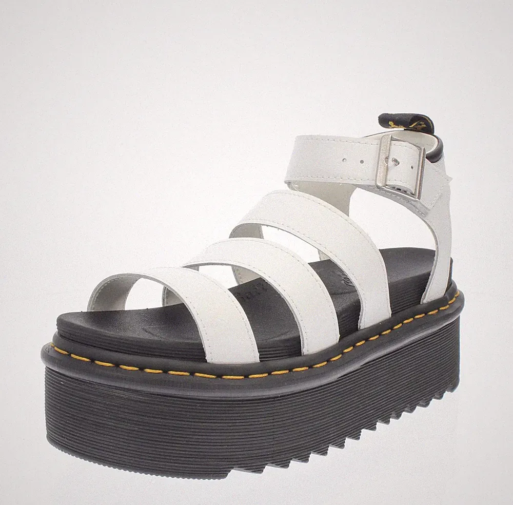 Dr. Martens Blaire Quad - Plateau Sandalen Leder weiß - Größe 38 [5 US 24c
