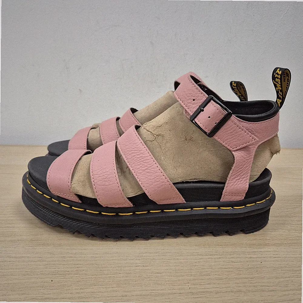 Dr. Martens Blaire rosa Leder klobige Plateau leichte Sandalen Größe UK 7 #2