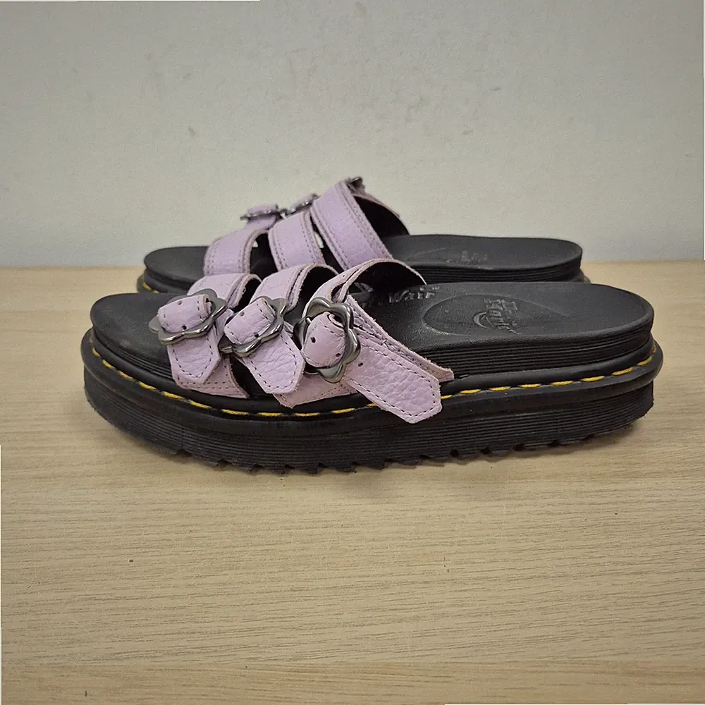 Dr. Martens Blaire Slide Flieder Grob Plateau Blumen Schnalle Sandalen Uk 6 #2