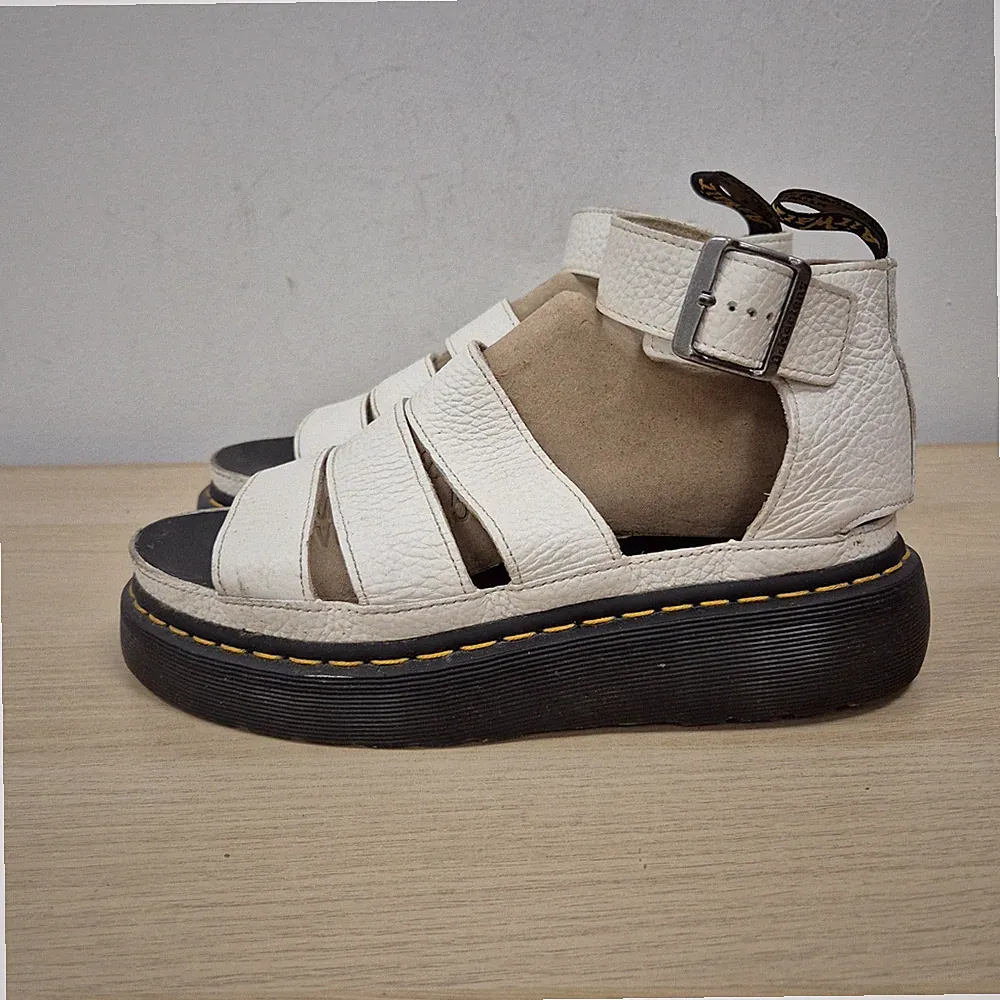 Dr. Martens Clarissa weiße klobige Leder-Gladiator-Keilsandalen Größe UK 6,5