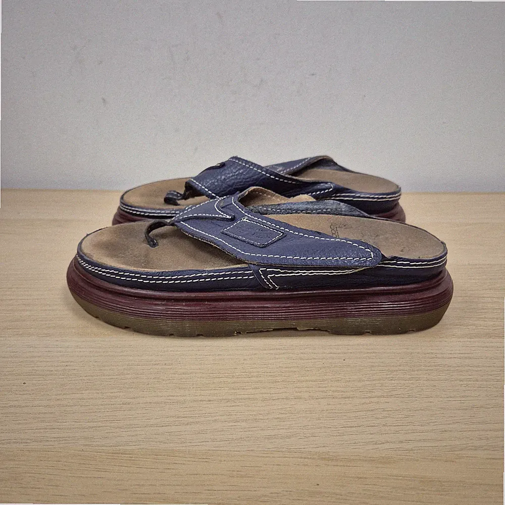 Dr. Martens Vintage marineblau Leder Plateau klobig Riemen Flip Flop Sandalen UK 5