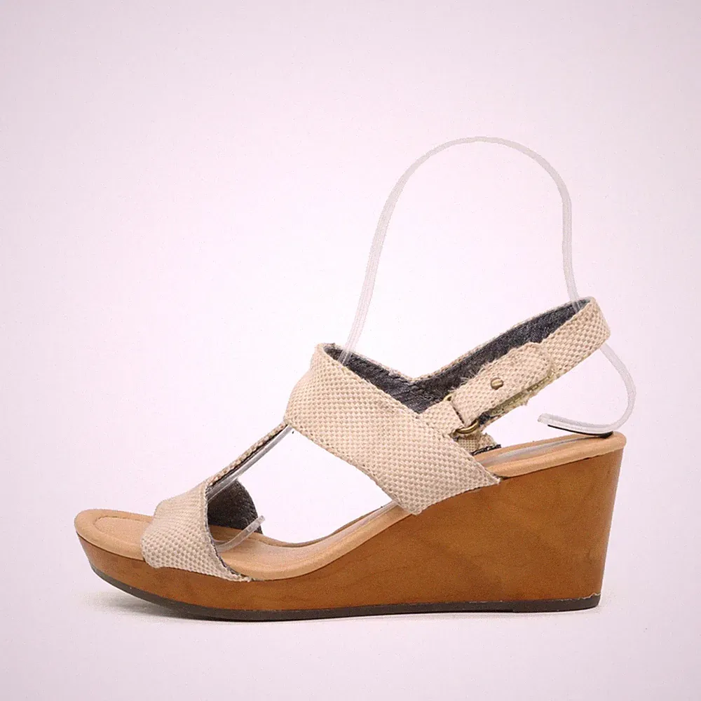 Dr. Scholl's Damen Sandalen EU 36,5 Wedges Beige Textil Bequemes Fußbett Komfort