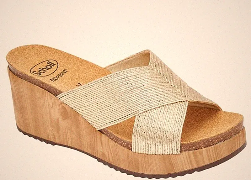 DR SCHOLL SABAUDIA CROSS BioPrint Sandalen Zehentrenner Clogs Absatz Damen Keilabsatz