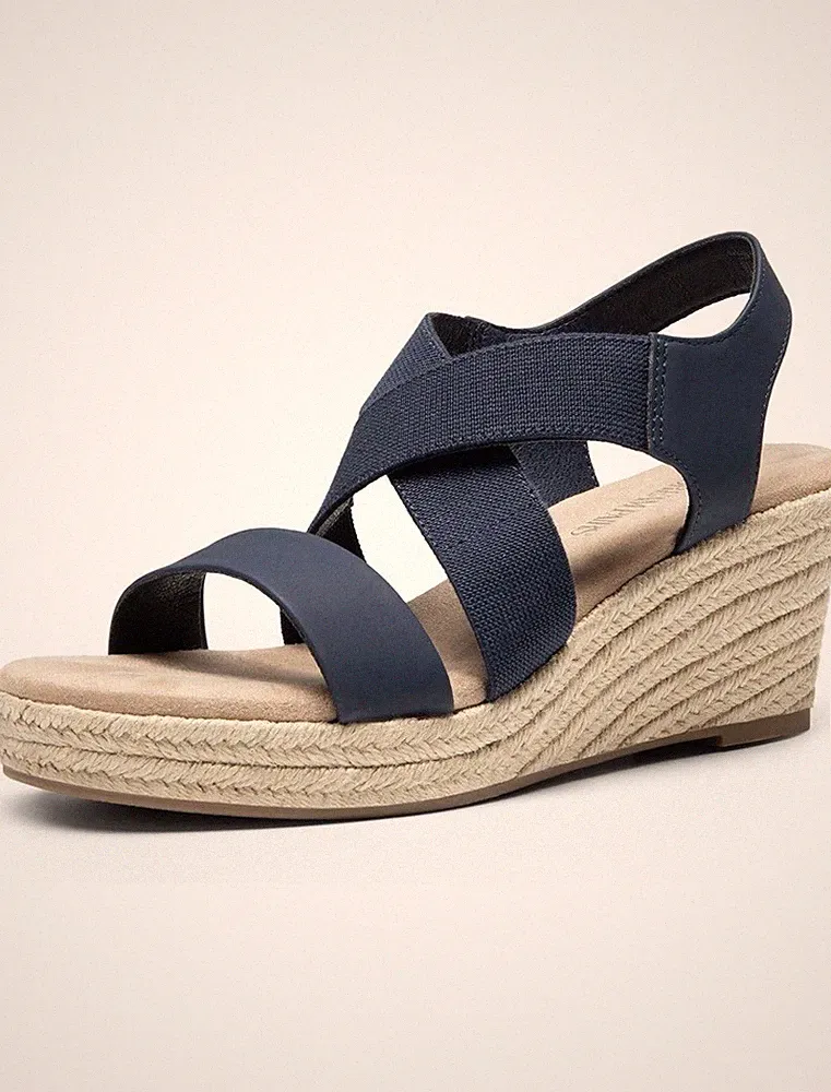 Dream Pair Damen Plateau Espadrilles Keilabsatz Sandalen Slipper Gummizug UK 7