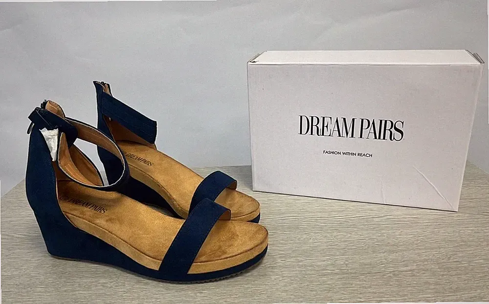 Dream Pair Damen-Plateausandalen offene Zehenpartie Schnalle Knöchelriemen Sommer UK 9