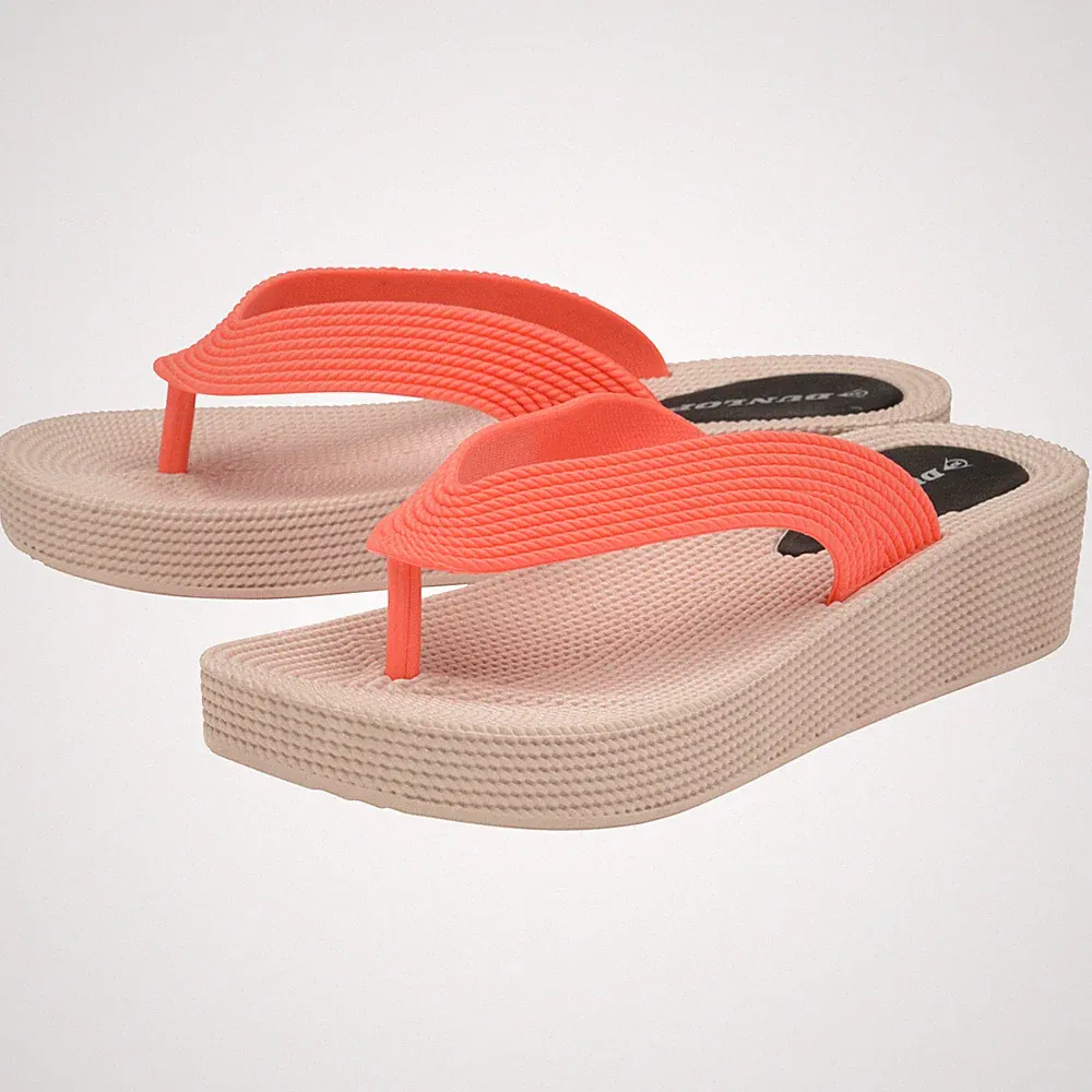 Dunlop DAMEN-FLIP-FLOPS PLATEAU KEILABSATZ SANDALEN STRAND POOL ZEHENSTEG SCHUHE