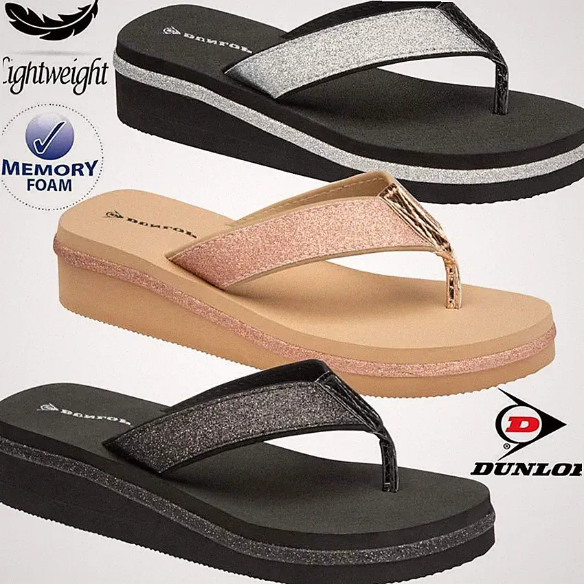 Dunlop Memory Foam Damen-Sandalen bequem Wandern Strand Keilabsatz Schuhe Größe