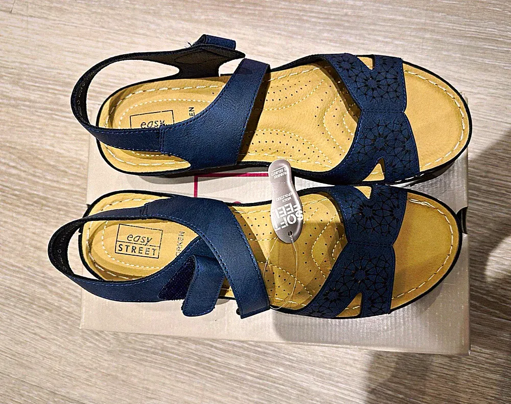 Baumwoll-Keilabsatz-Sandalen
