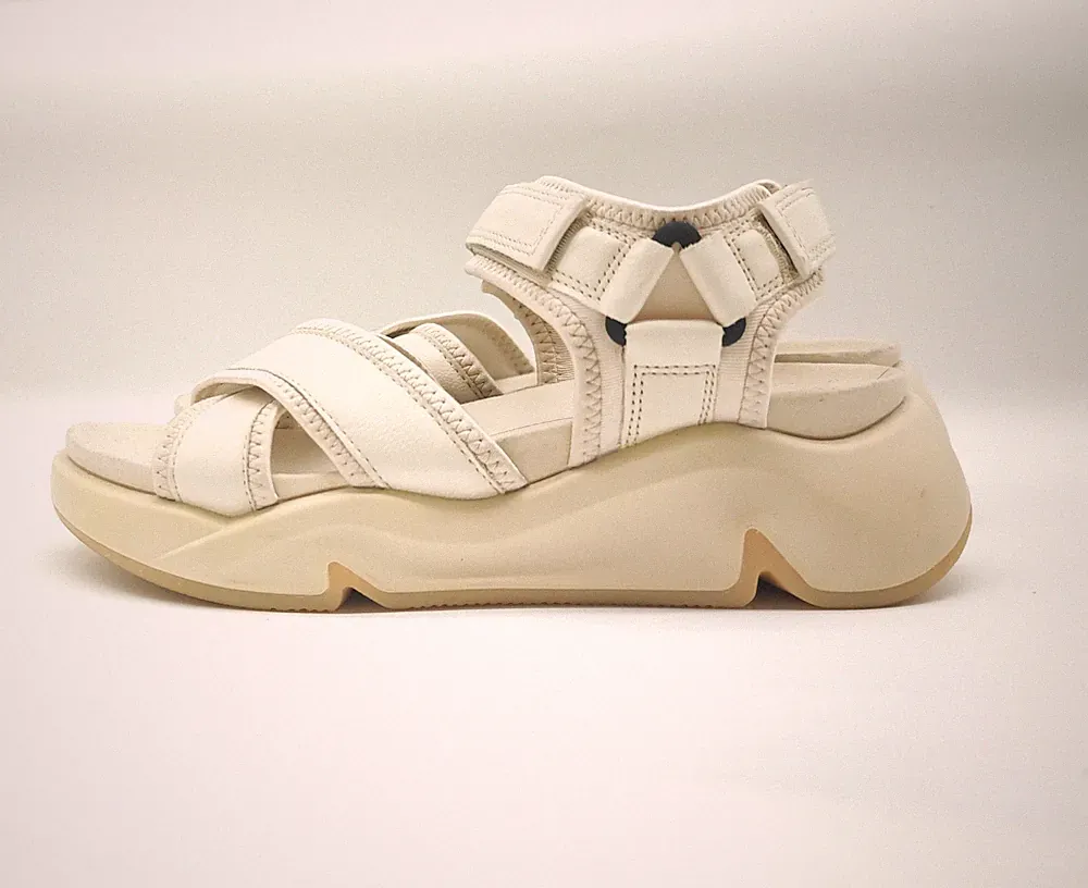ECCO Damen Chunky Sandals Leder Freizeit Sportsandalen Gr. 39 Creme / Off-White