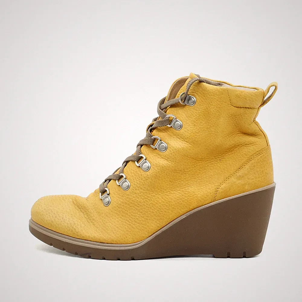 ECCO Damen Keilstiefelette Gelb Stiefeletten Schnürstiefeletten EU 39