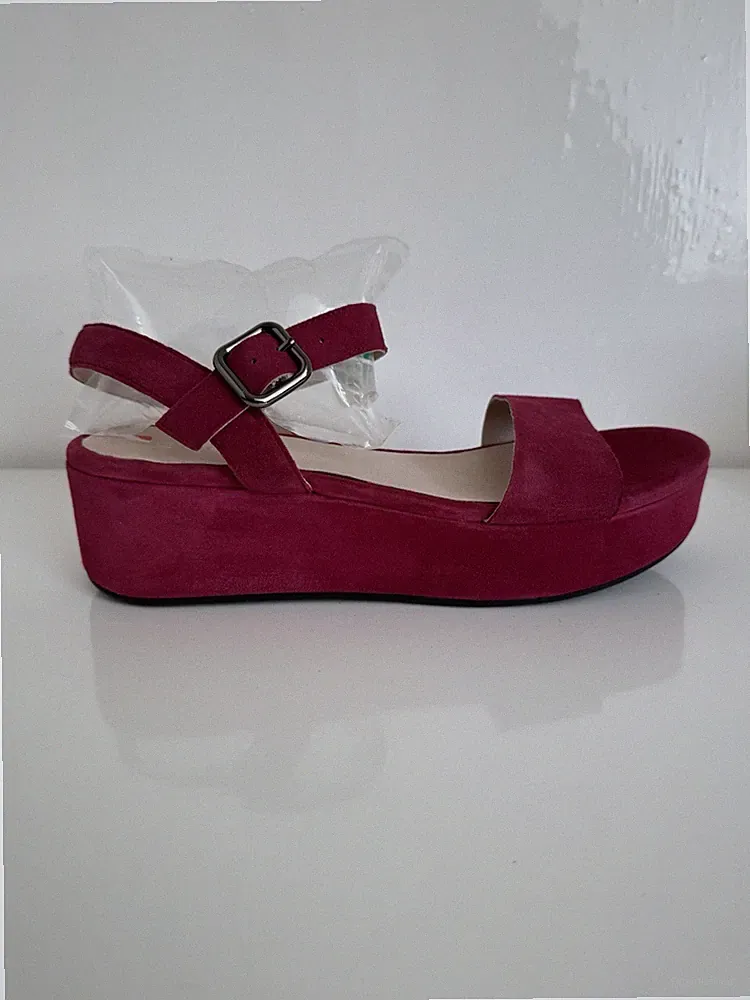 ECCO Elevate Plateau Damen Nubukleder Sandalen Rot Gr. 41 UK 7.5 Neu