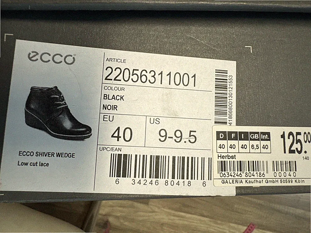 ECCO KEILABSATZ Knöchel Schuhe Gr.40 Schwarz-Leder Latex-Sohle,Rolling Soft ,17B