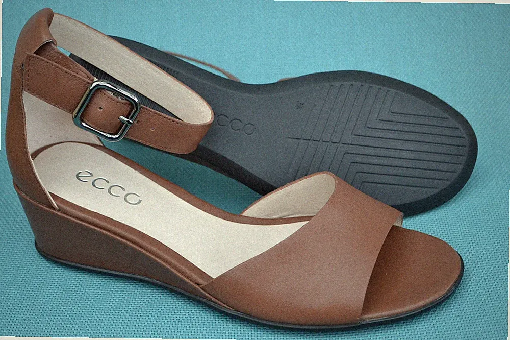 Ecco Neu mit Karton Damen Keilsandaletten braun Leder UK 5 - 5,5 / EU 38