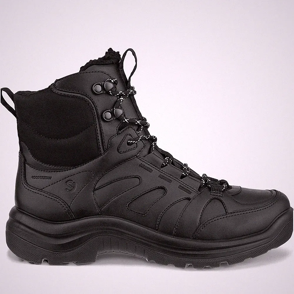 ECCO Offroad Damen Schwarze Gefüttert Keilabsatz Lederstiefeletten 822423-51052