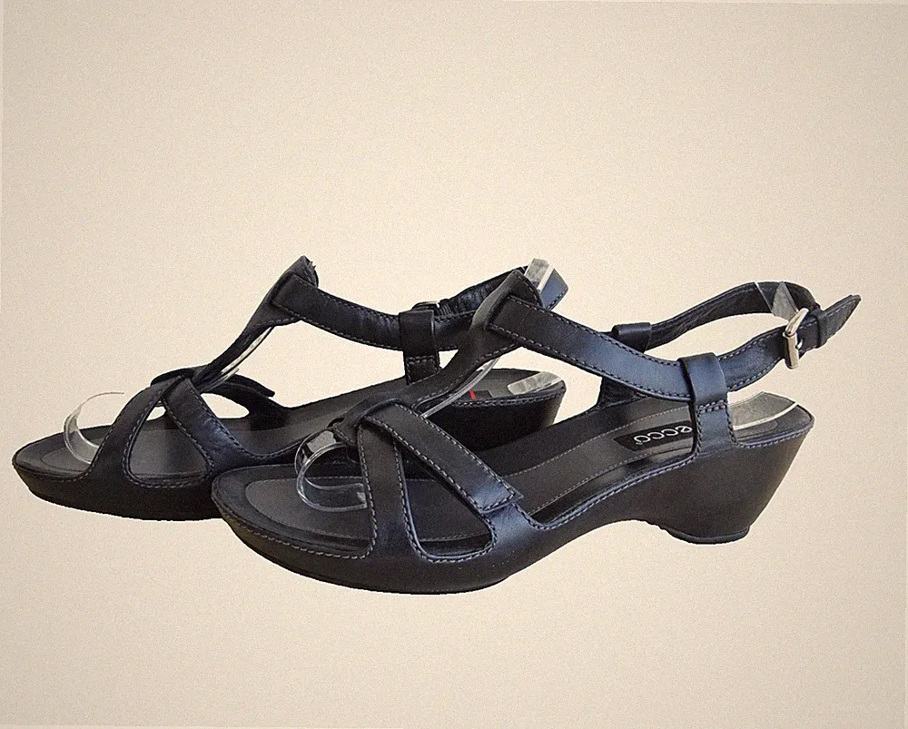 ECCO Plateau Sandalette Damen Schuhe komplett Echtleder Gr. 38 NEU