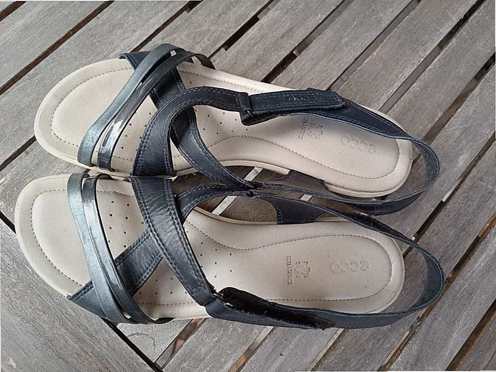 Ecco Sandalen Damen blau Sandalette offene Schuhe Gr. 42 Led... #tibp0lu neuwert