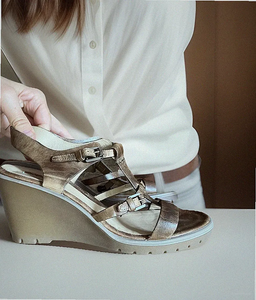 Ecco Vintage Look Echt Leder Sommer Sandalen Keilsandalen Wedge Gr 41 Antikbraun