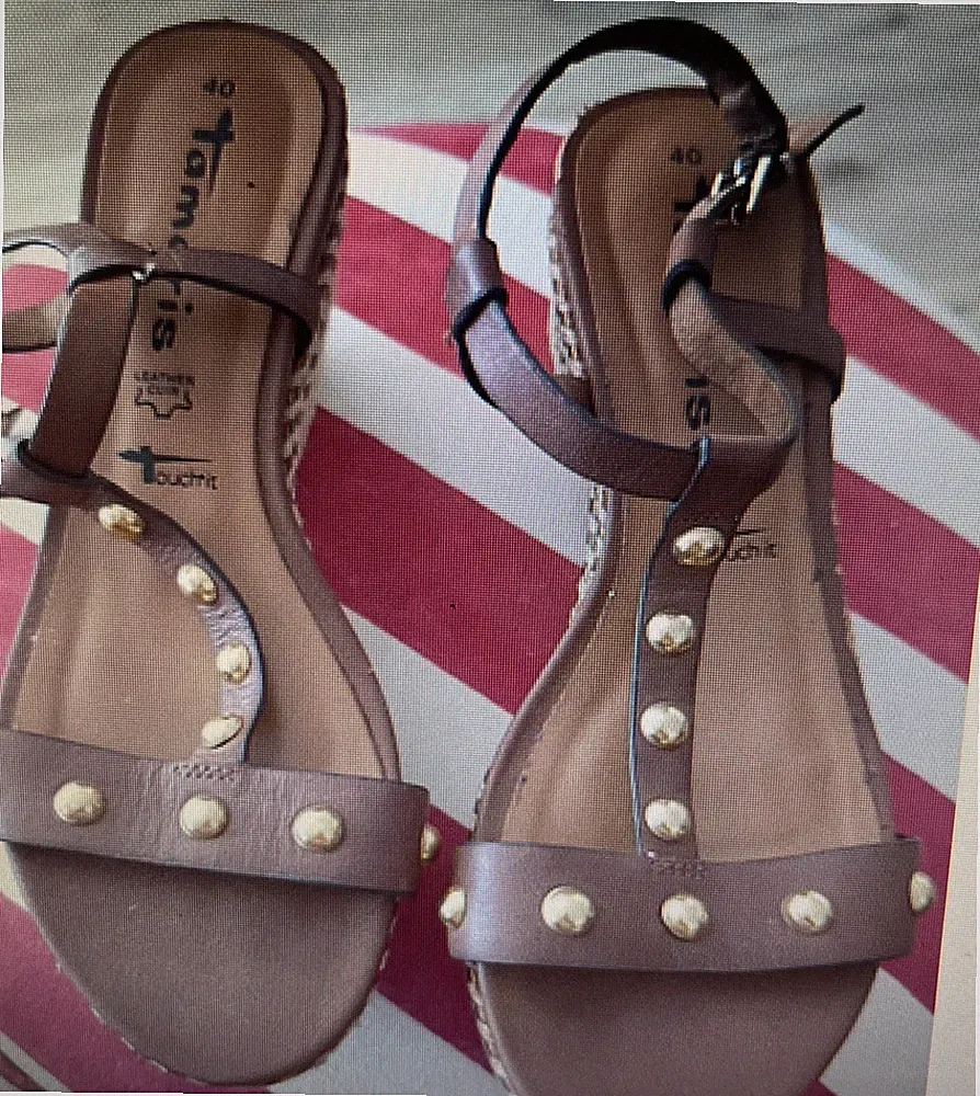 Echt Leder Komfort Fussbett Sandalen Sandaletten Größe 40