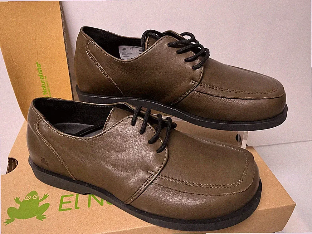 El Naturalista Damen BARFUSS SCHNÜRHALBSCHUH Gr. 37 "Neu" KAKI LOSE EINLAGE