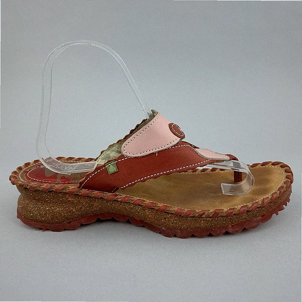 El Naturalista Leder Slipper Riemen Mittel Keilabsatz Sommer Boho Sandalen Schuhe 42 UK8