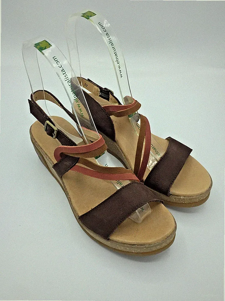 El Naturalista, N5019 brown mix, modische Sandale mit Keilabsatz, NEU!!!