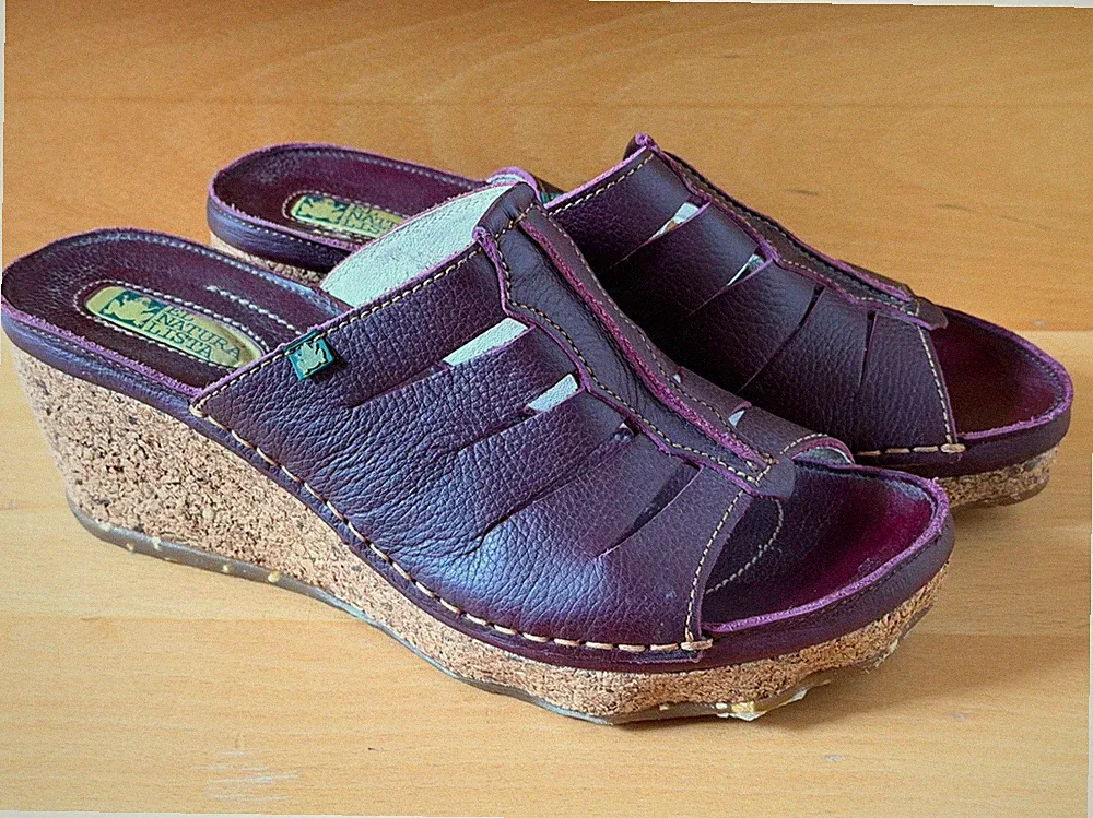 keilabsatz sandalen leder