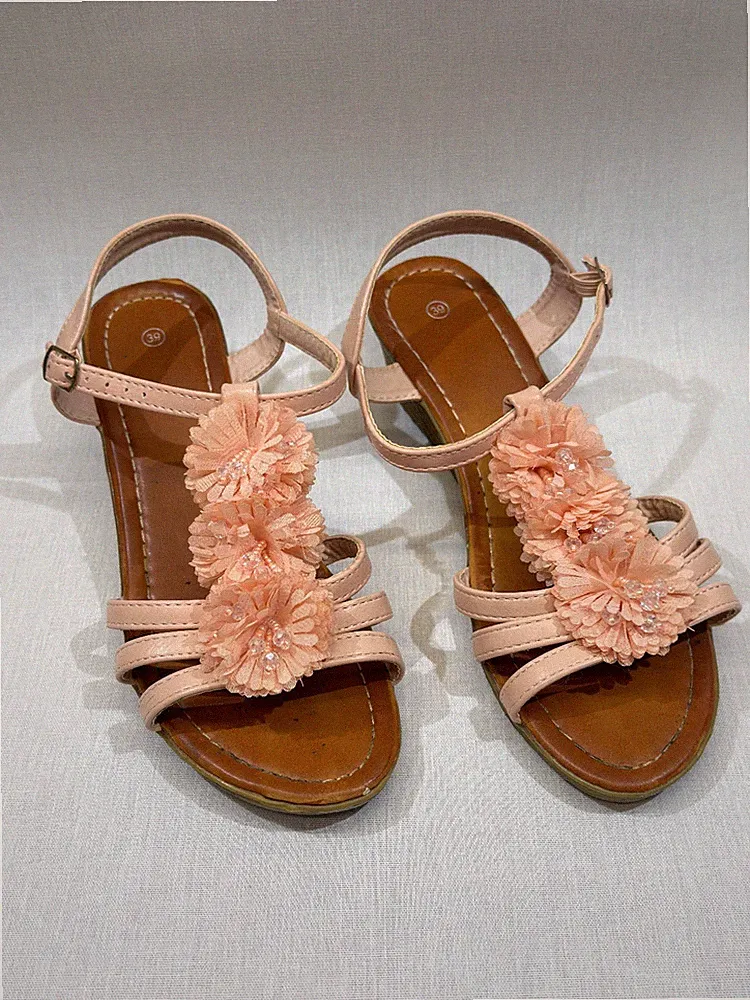 Elegante Damen Freizeit-Sandalette Gr.39 Lachs