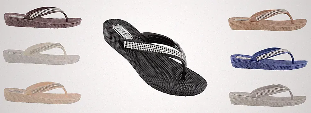 Ella Damen Frauen Sandalen Diamant niedriger Keilabsatz Sommer Strand Zehensteg Flip Flops
