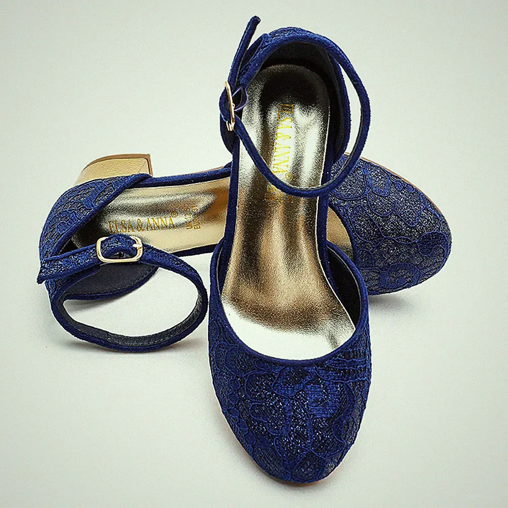 ELSA & ANNA® hochwertige Mädchen Prinzessin Schneekönigin Keilabsatz Party Schuhe Sandale BLU2101