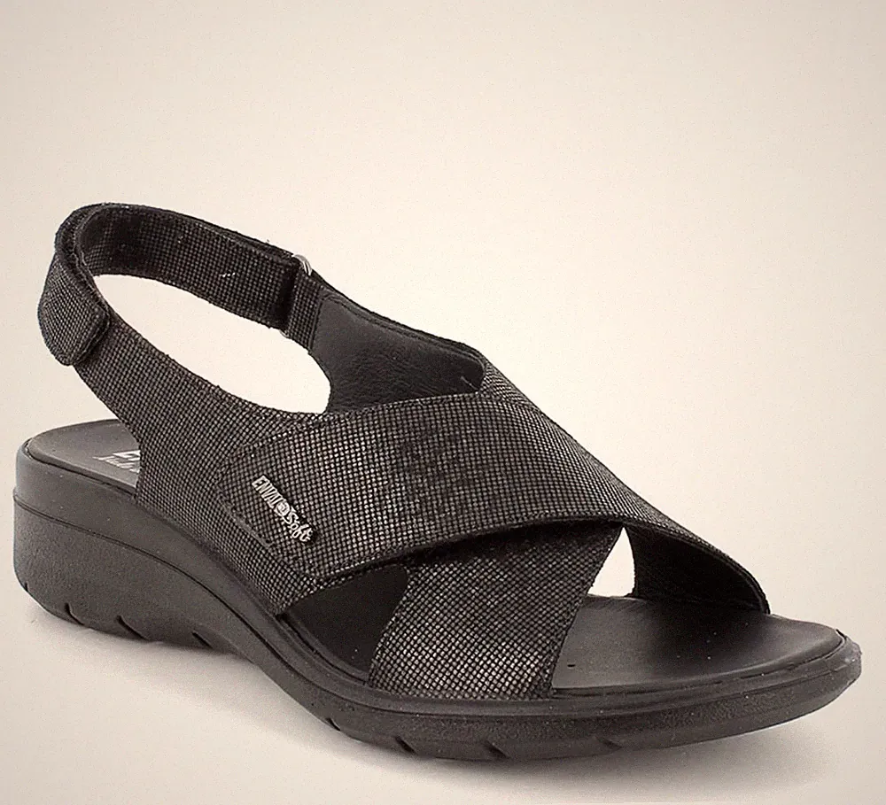 Enval Soft Sandalen 7776900 Leder schwarz Keilabsatz 4 cm Made in Italy