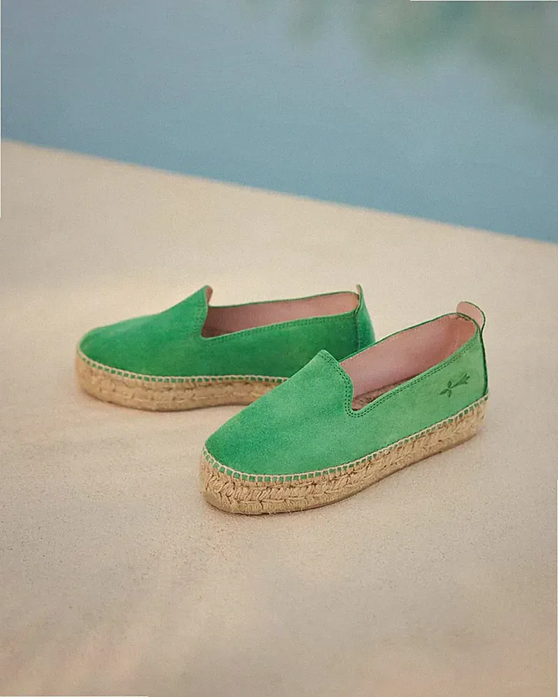 Espadrilles Double Sole Manebi 4cm Wildleder Palm Green Grün