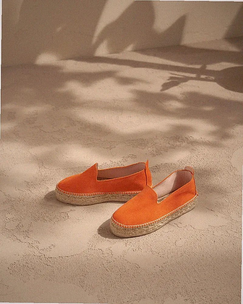 Espadrilles Double Sole Manebi 4cm Wildleder Sunset Orange Orange