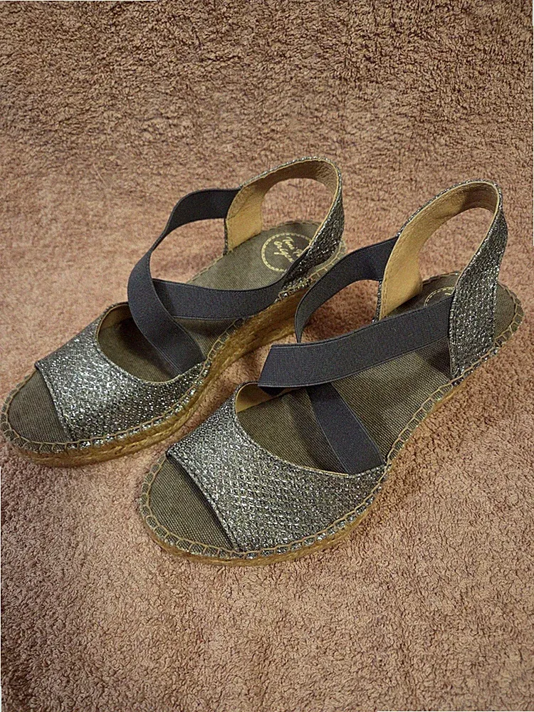 Espadrilles Keilsandalen von Toni Pons Glitzer Gr. 38