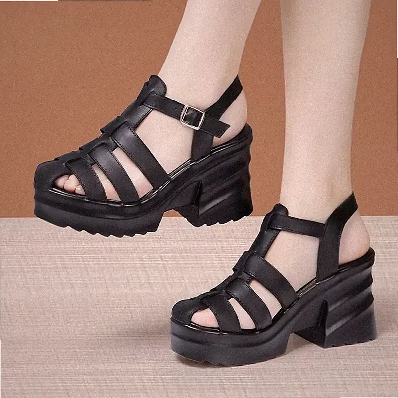Espadrilles Sandalen Keilabsatz 9 cm Plateau schwarz Kunstleder 75236