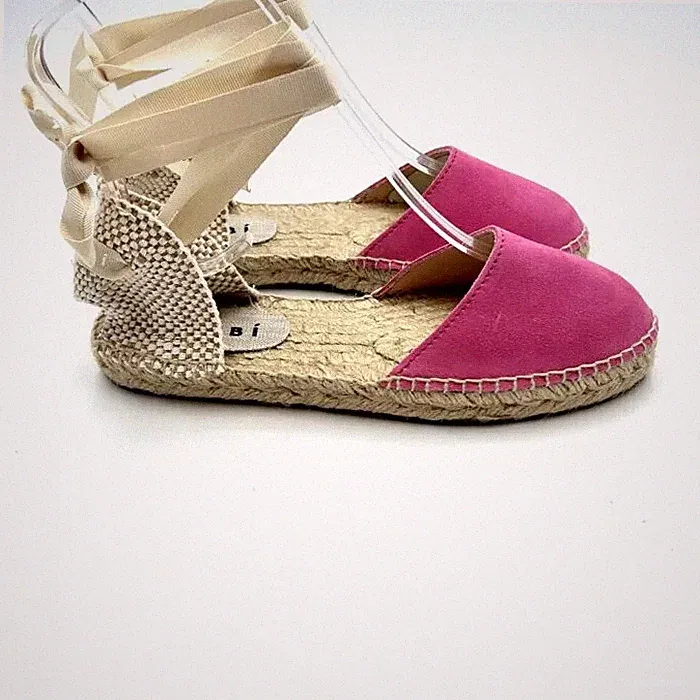 Espadrilles Valenciana Hamptons Manebi mit Schnürung aus Wildleder Bold Pink