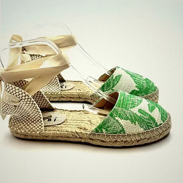 Espadrilles Valenciana Manebi mit Schnürung aus Baumwolle Crochet Grün Fantasie