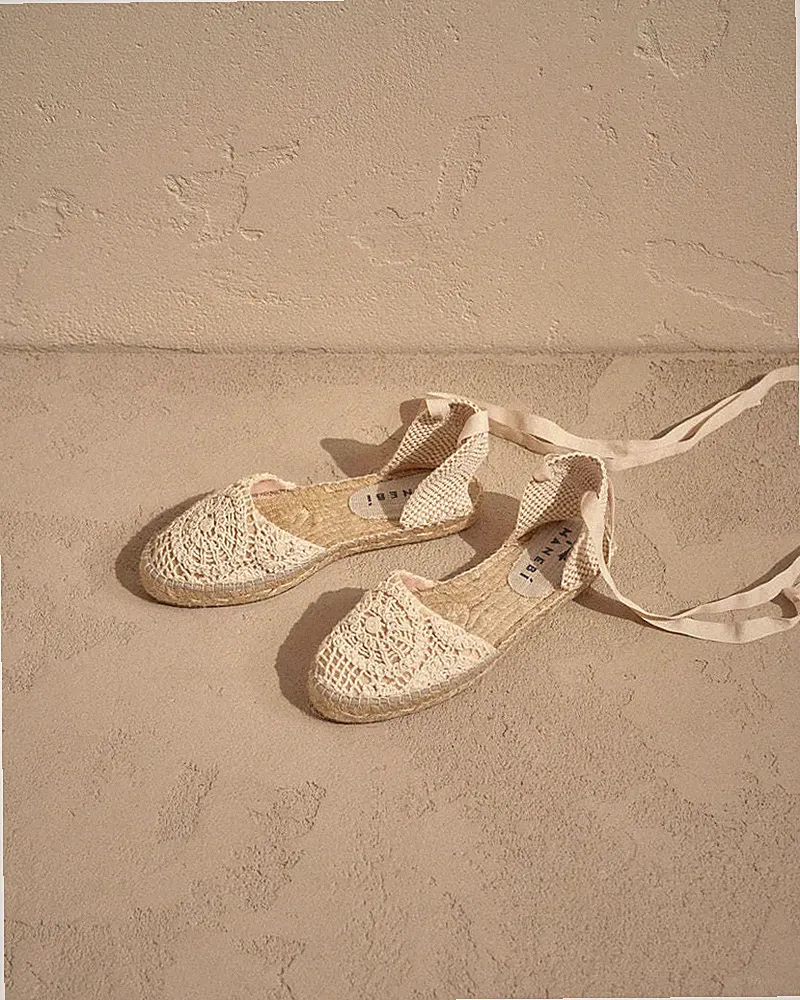 Espadrilles Valenciana Manebi mit Schnürung Baumwolle Crochet Natural Makramee