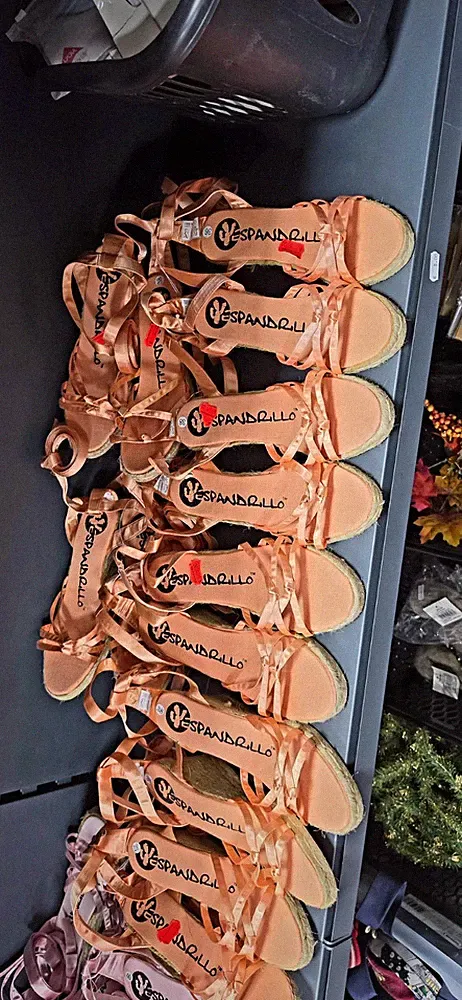 Espandrillo Damen Riemchen-Sandalen Leder Keilabsatz Schnürung Rosa EU 37,5