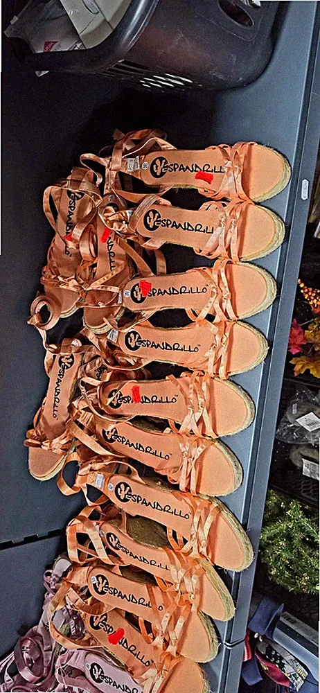 espandrillo Damen Riemchen-Sandalen Leder Keilabsatz Schnürung Rosa EU 38