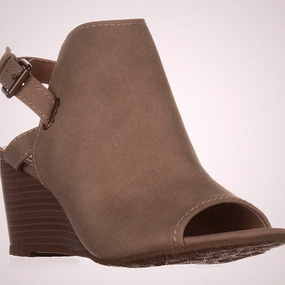 Esprit Angie-E offene Zehenpartie Freizeit Slingback Peeptoe Keilabsatz Bootie Sandalen taupe 5