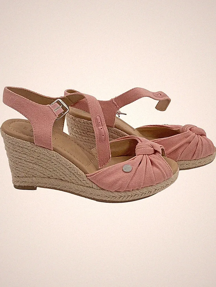 Esprit Damen Sandalen Keilabsatz Wedges Espadrilles Rosa Größe 38 Sommer Schuhe