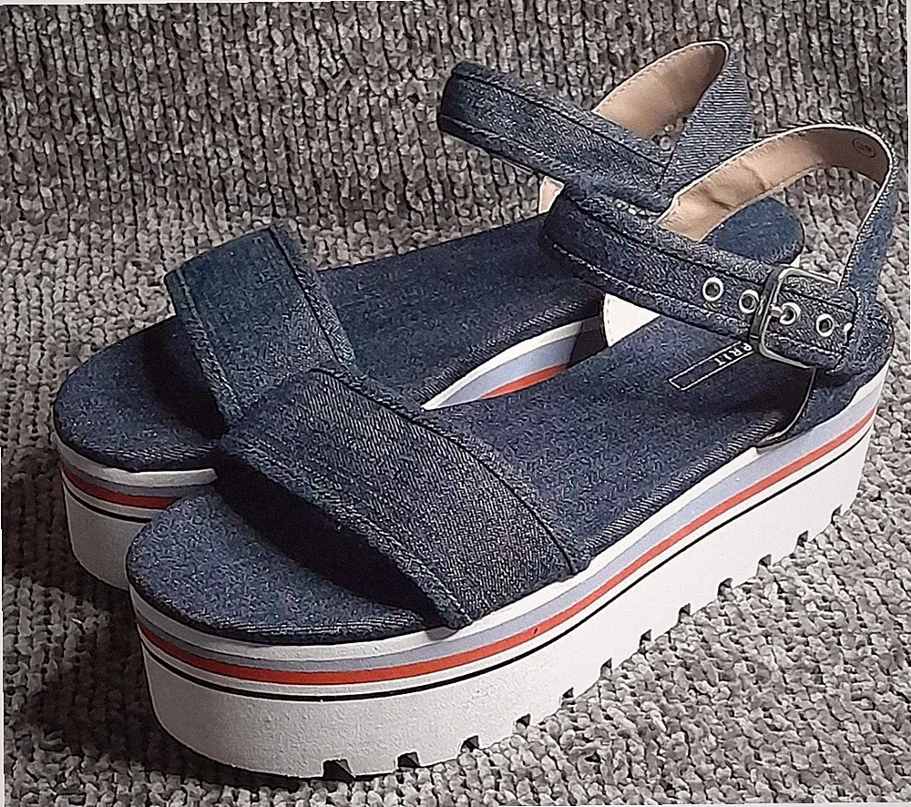 Esprit, Keilsandalen, jeans, Gr. 39