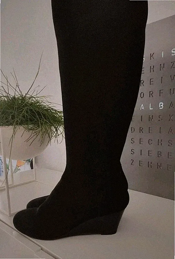 EVITA SHOES Stiefel NEUWERTIG Gr. 41 Leder Schwarz Made in Italy Keilabsatz