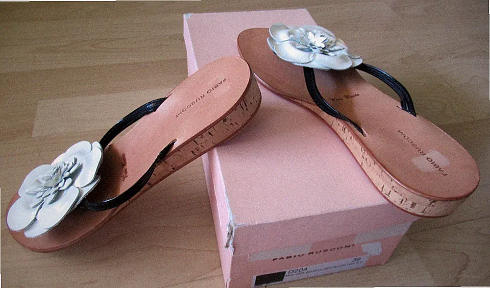 FABIO RUSCONI Luxus Sandalen Zehentrenner Lackleder/Kork Gr.39 wie 38 neu