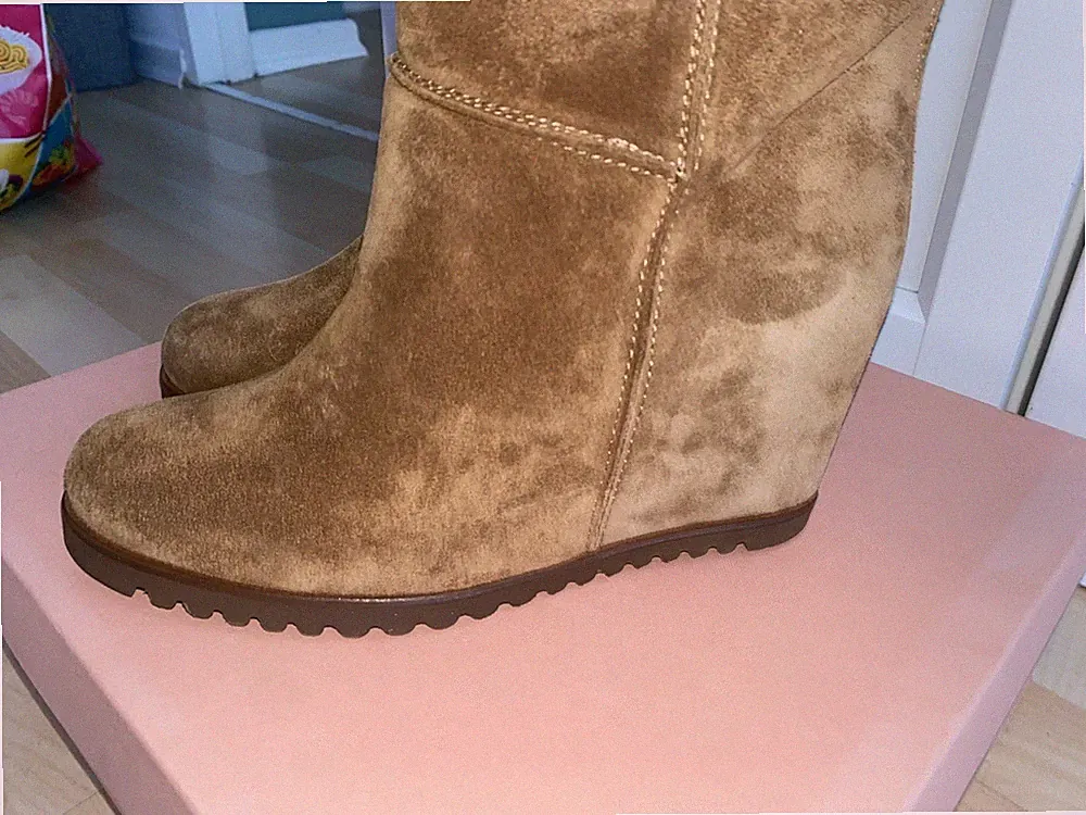 Fabio Rusconi Stiefeletten Stiefel Keilabsatz Cognac Braun 37 1/2 Wildleder