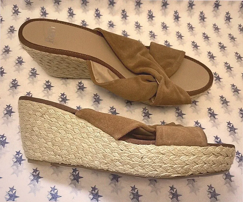 Faith UK8 Eur42 US10 Camel Wildleder? Keil Espadrille Slider - einmal getragen