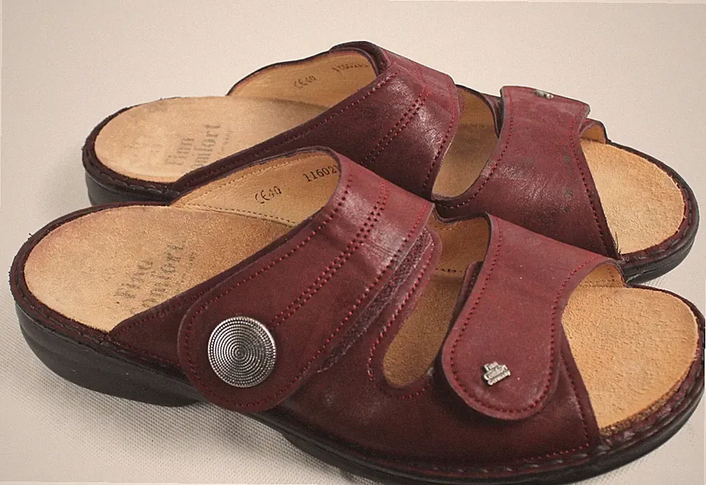 Finn Comfort Schuhe Keilabsatz Pantoletten Sandalen weinrot,Damen,Gr.40 TOP