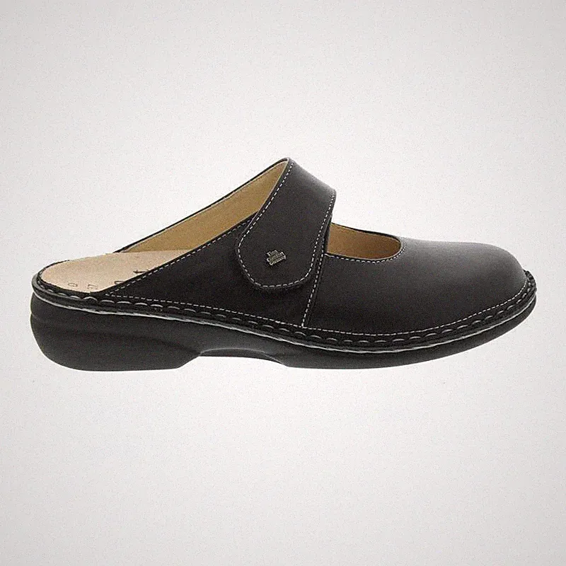 Finn Comfort Stanford - Clog, Klettverschluss, Nappaseda (Glattlleder), schwarz