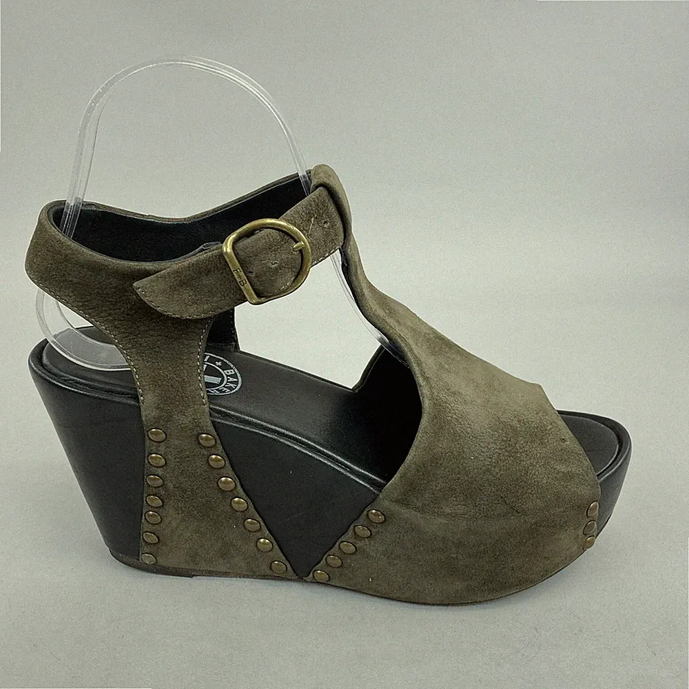 Fiorentini & Baker Dany Plateau Open Toe Keilabsatz Nieten Sandalen Schuhe EU37 UK4